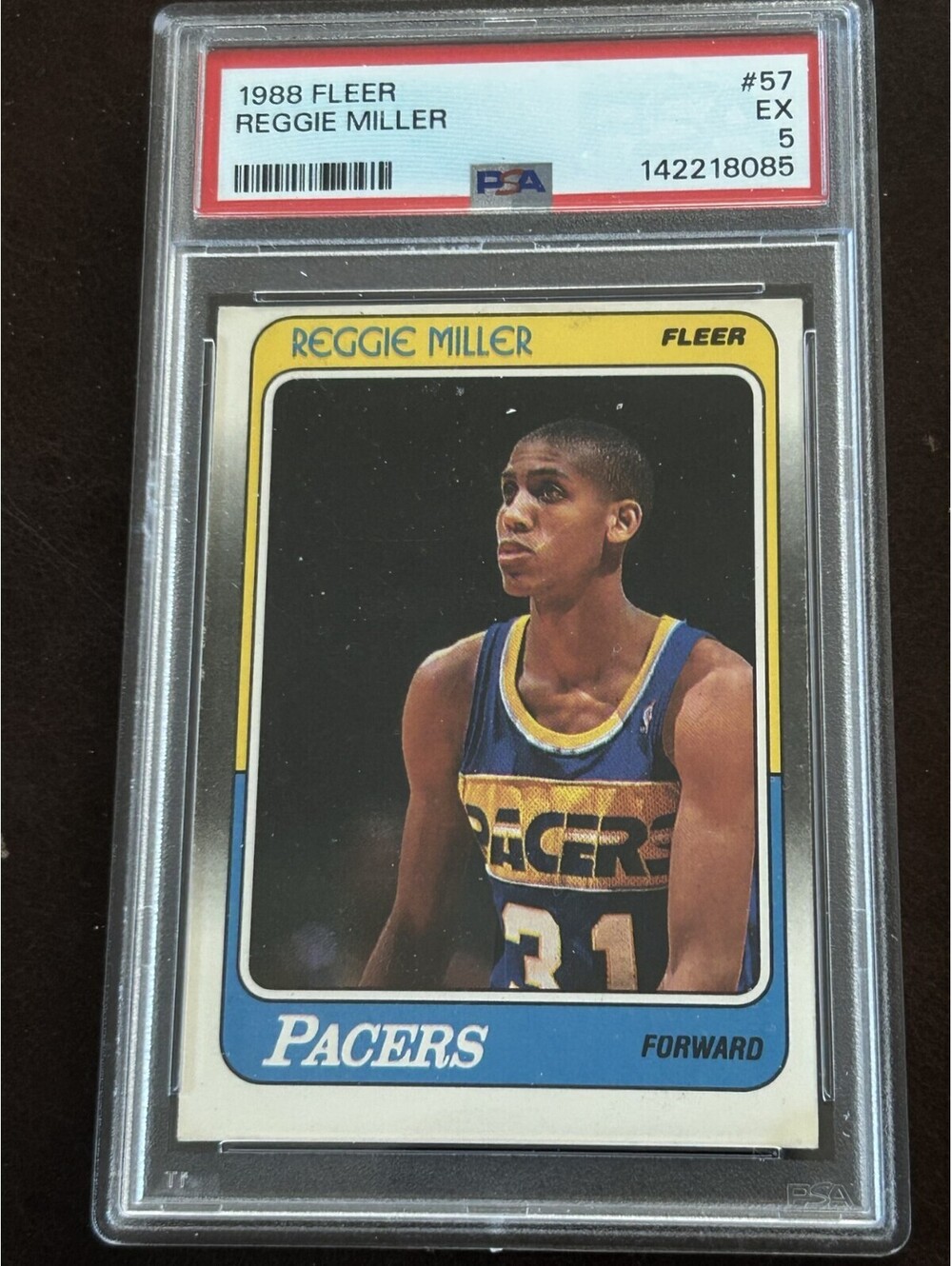1988 FLEER #57 REGGIE MILLER VINTAGE ROOKIE CARD PSA GRADED EX 5 RC NBA HOF